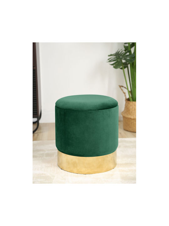 Taburet Camera De Zi Cu Spațiu De Depozitare Tapițat Cu Catifea Verde 39x39x40cm