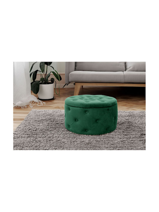 Taburet Camera De Zi Cu Spațiu De Depozitare Tapițat Cu Catifea Alia Verde 55x30x30cm