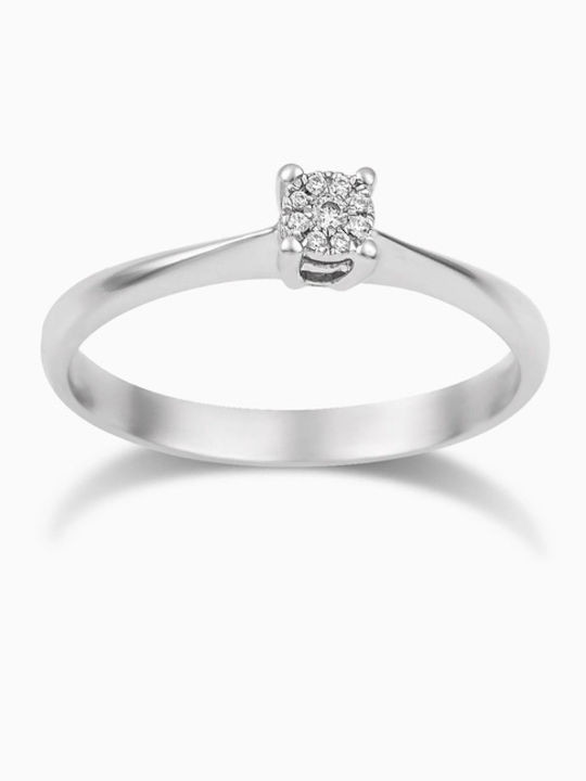Diamond Jools Single Stone Ring in 18K White Gold with Diamond Diamond Jools Single Stone Ring in 18K White Gold with Diamond