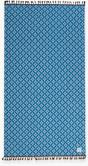 Nef-Nef Homeware Sparkle Fringes Βαμβακερή Μπλε με Κρόσσια 170x90εκ.