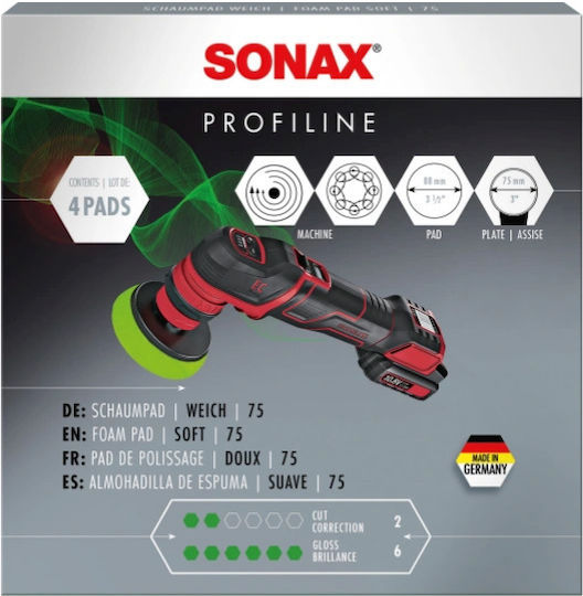 Sonax Profiline Гъба За Финално Полиране Мека Светлозелена 88mm 4 Броя
