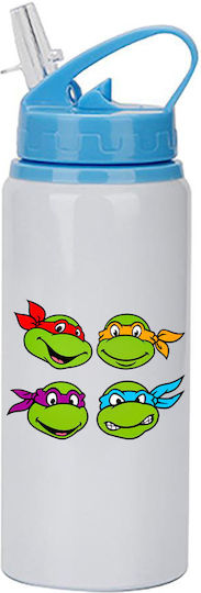 Kinder Trinkflasche Teenage Mutant Ninja Turtles 600ml Weiß Blau Deckel