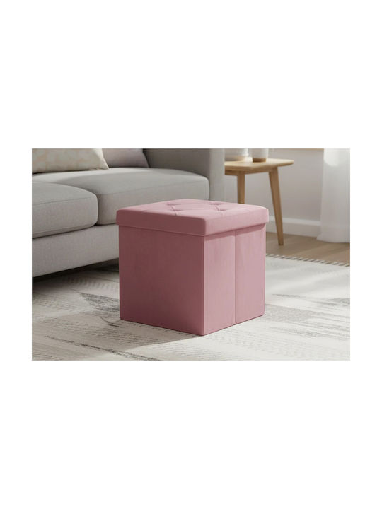 Living Room Stool With Storage Space Upholstered In Velvet Rotten Apple 38x38x38cm