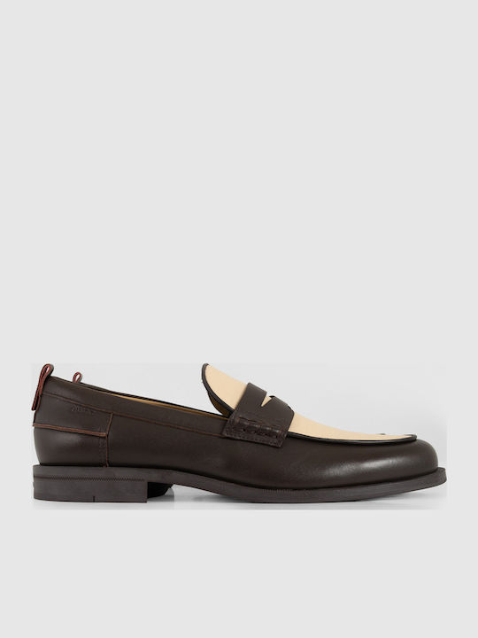 Hugo Leather Men's Loafers in Brown Colour