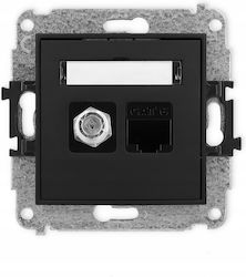 Icon F-type Antenna Socket Mechanism Sat + 1xrj45 Comp Sockets Cat 6 8-pin Black Matt 12igfk-3