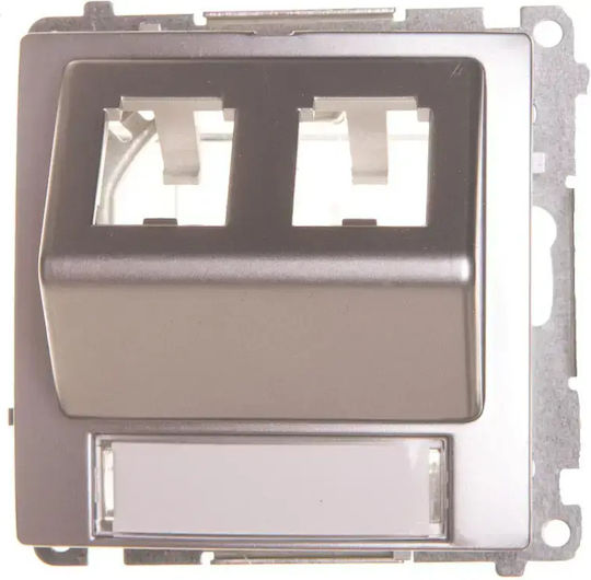 Simon Basic Ict Netzsteckdosen Abdeckung Rj Einsatz Bevel Doppel Silber Matt Bmgps2p.02/43