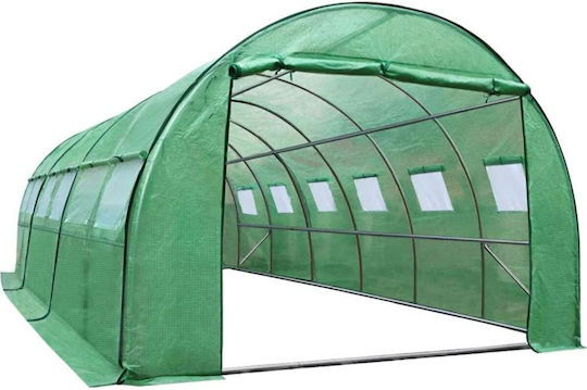 Seră De Grădină Tip Tunel Ramă Metalică 400x800cm Verde 32mp