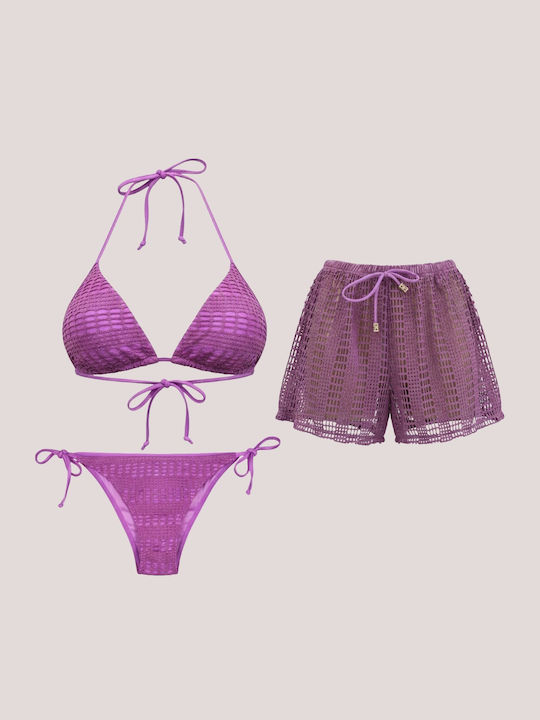 Modern Ocean Bikini Set 3 Pieces Triangle Push ...