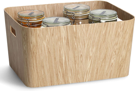 Wooden Storage Box with Lid Beige 39.5x30.5x20.3cm