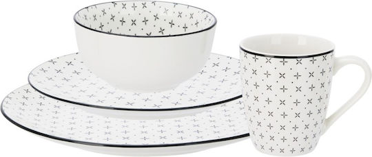 Excellent Houseware Σερβίτσιο Πιάτων από Πορσελάνη Λευκό 16τμχ