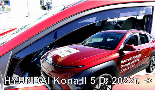 Heko Set Car Wind Deflectors Front and Rear Dark Tinted for Hyundai Kona 4 Pieces