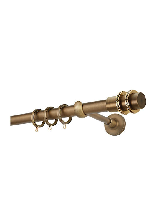 Zogometal Μεταλλικό Κουρτινόξυλο PR4117 Μονό Φ25mm 160εκ. Μπρονζέ