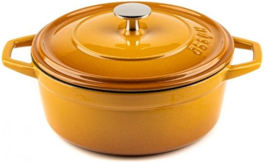 Hosse Deep Cast Iron Pot 6.1lt / 28cm Yellow
