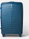 Paulter Large Hard Blue Travel Suitcase with 4 Wheels Height 76cm