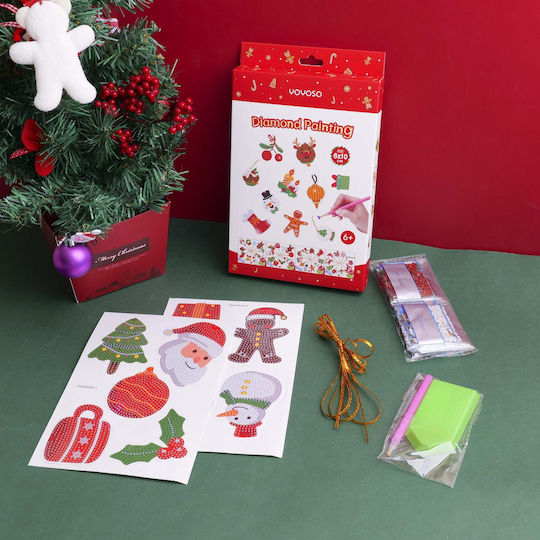 Diy Christmas Series Hanging Decorations Rhinestone Paper 10 Pieces