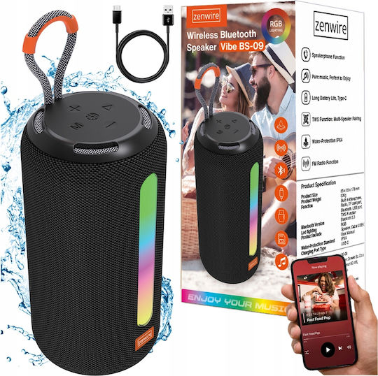 Zenwire Tower Boombox Bluetooth Speaker 26W with Radio and Battery Life up to 5.5 Hours Black