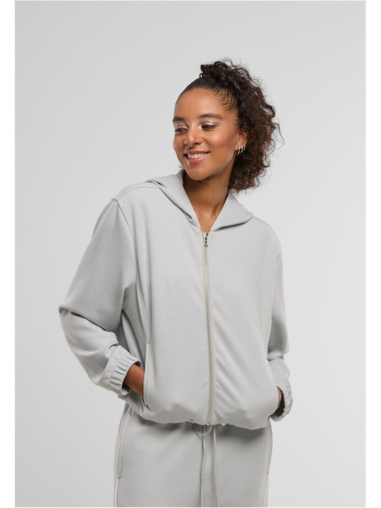 Ladies Women's Sweatshirt Cardigan Hooded Gray