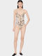 One Piece Swimsuit Floral Brown