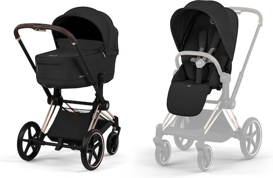 Cybex Priam Comfort Ρυθμιζόμενο Καρότσι 2 σε 1 Kατάλληλο για Nεογέννητο Sepia Black / Rosegold 12.9kg