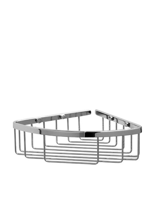 Import Hellas Ъглова Стенна Рафиера За Баня Метална 21x21.5x7.5cm Сребриста