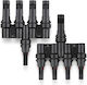 Conector Solar MC4 Splitter Tip T 1 La 4 – Pereche M→ffff + F→mmmm 1500V DC 50A IP68 Material PPO Rezistent UV Cablu 2.5 mm² 4 mm² 6 mm² – Onuvio