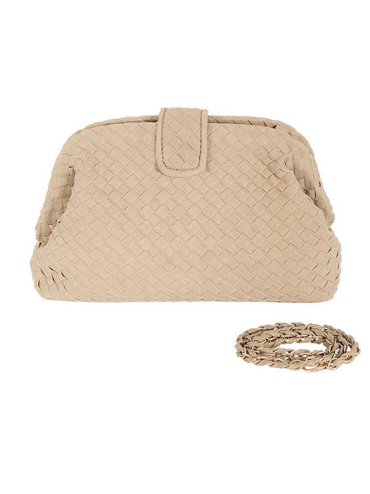 Celestino Γυναικεία Τσάντα Clutch Πλέξη Μπεζ