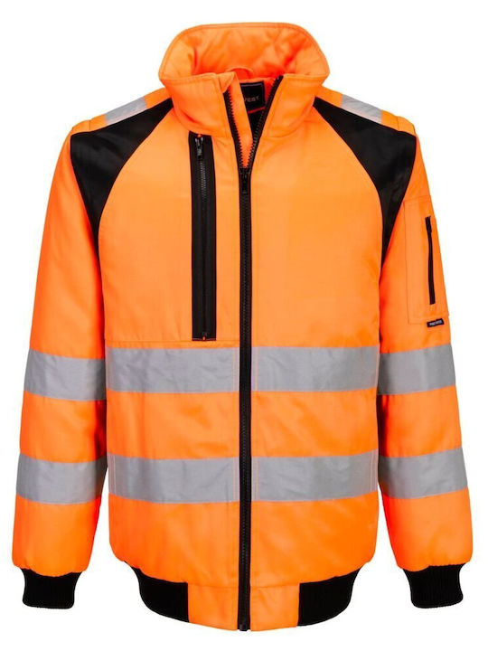 Portwest Μπουφάν Εργασίας Ανακλαστικό με Επένδυση Fleece Πορτοκαλί