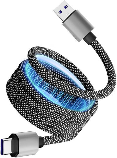 ATC Magnetic Braided USB 2.0 Cable USB-C Male to USB-A 66W Black 1m 20.003.0015