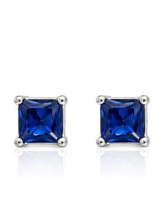 Paraxenies Silver Stud Earrings with Blue Stones