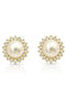 Paraxenies Stud Earrings Silver Gold Plated with Stones & Pearls