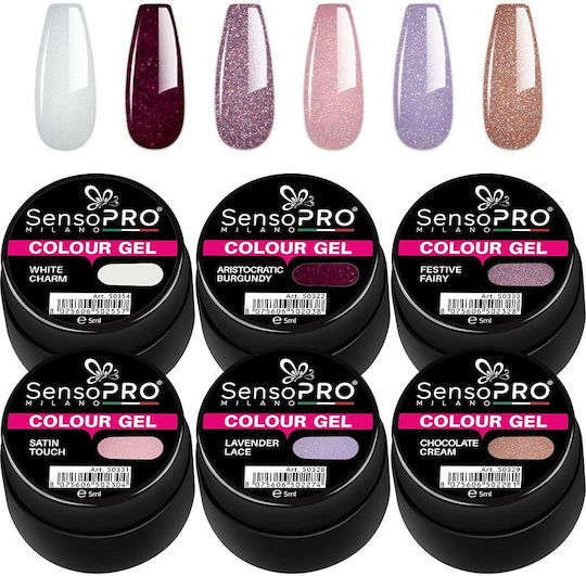 Set 6 Farbige Glam Sparkle UV-Gele SensoPro Milano