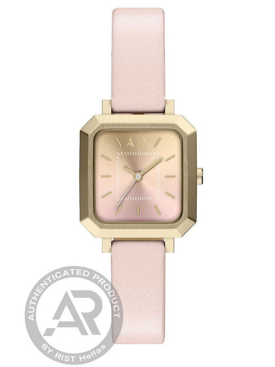 Armani Exchange Γυναικείο Ρολόι 27mm Μπαταρίας με Ροζ Δερμάτινο Λουράκι