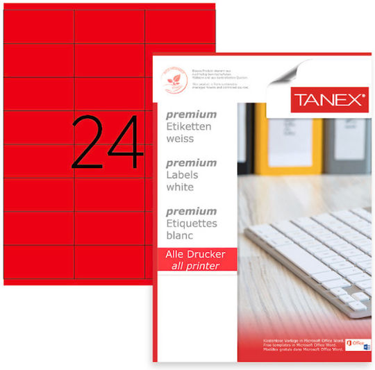 Tanex Αυτοκόλλητες Ετικέτες Α4 Ορθογώνιες 64x34mm