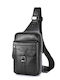 Leather Men's Sling Bag Black
