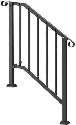 Balustrade 2-3 Exterior Steps Black Steel 950 X 84 X 985 Mm Adjustable Angle