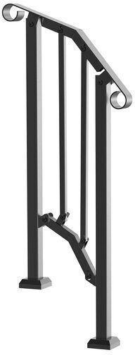 Balustradă 1-2 Trepte Exterioare Oțel Negru 1535 X 84 X 990 Mm