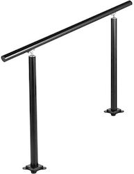 Balustradă Pentru Terase 1-4 Trepte Exterioare Aluminiu Negru Lungime 121 Cm Unghi Reglabil