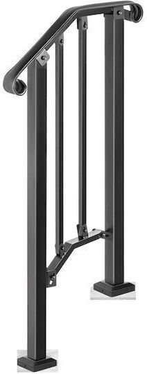 Vivatechnix Balustrade Für Außentreppen Schwarz Stahl 30 Cm Abstand Zwischen Pfosten Verstellbarer Winkel