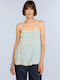 Women's Blouse with Spaghetti Straps Blue