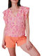 Women's Blouse with V-Neck Fuchsia