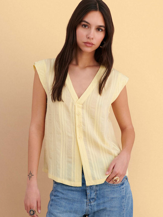 attrattivo Women's Sleeveless Blouse Yellow