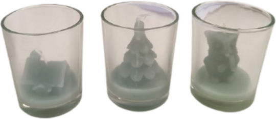 Figoura Christmas Glass Candlestick 6x5cm 3 Pieces