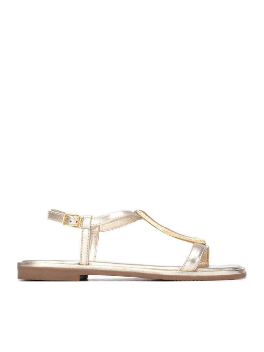 Carmela Footwear Leather Women's Flat Sandals Gold