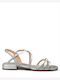 Damen Flache Sandalen Silber