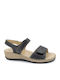 Leder Flache Damen Sandalen Anatomisch Schwarz 46