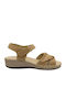 Leder Flache Damen Sandalen Anatomisch Tabac Braun