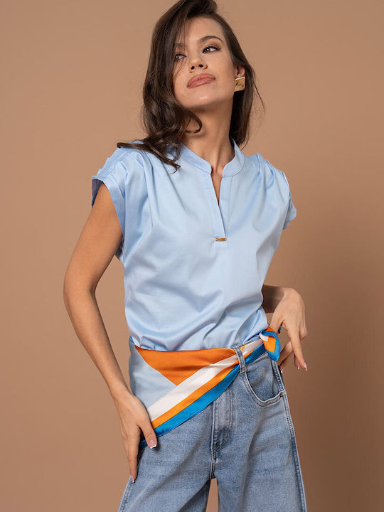 Aldana Kurzärmeliges Damenhemden Blau