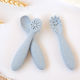 Kiokids Baby Set with Fork Made of Silicone for 6+ Months Light Blue 3 Pieces