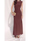 Summer Maxi Dress for Wedding and Christening Open Back Chocolate