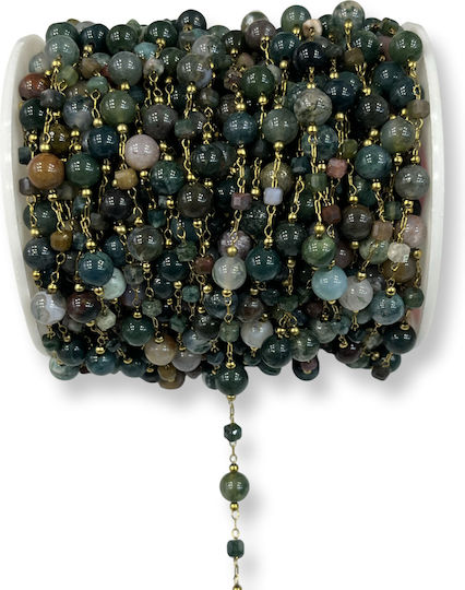 Steel Chain Gold Natural Stones Amazonite 6mm
